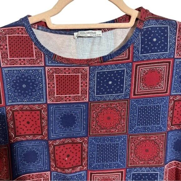 Zara Bandana Pattern Tee Shirt Sz M - Picture 3 of 6